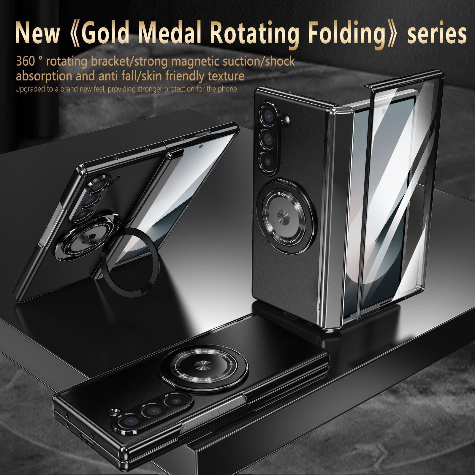 Compatible with Samsung Z Fold 8/7 phone case, 6/5 magnetic rotating stand, 4/3 full-coverage drop-proof protective case.