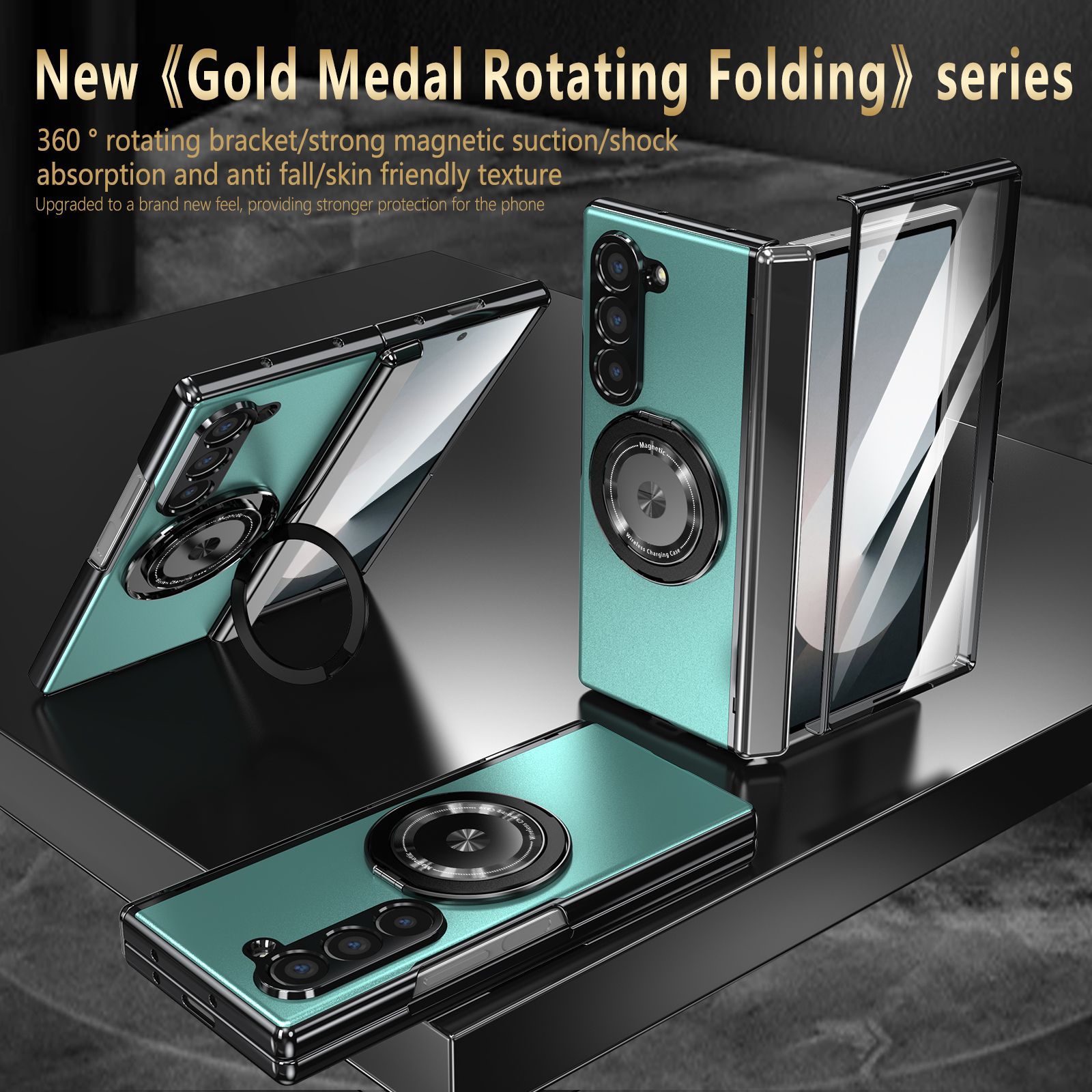 Compatible with Samsung Z Fold 8/7 phone case, 6/5 magnetic rotating stand, 4/3 full-coverage drop-proof protective case.