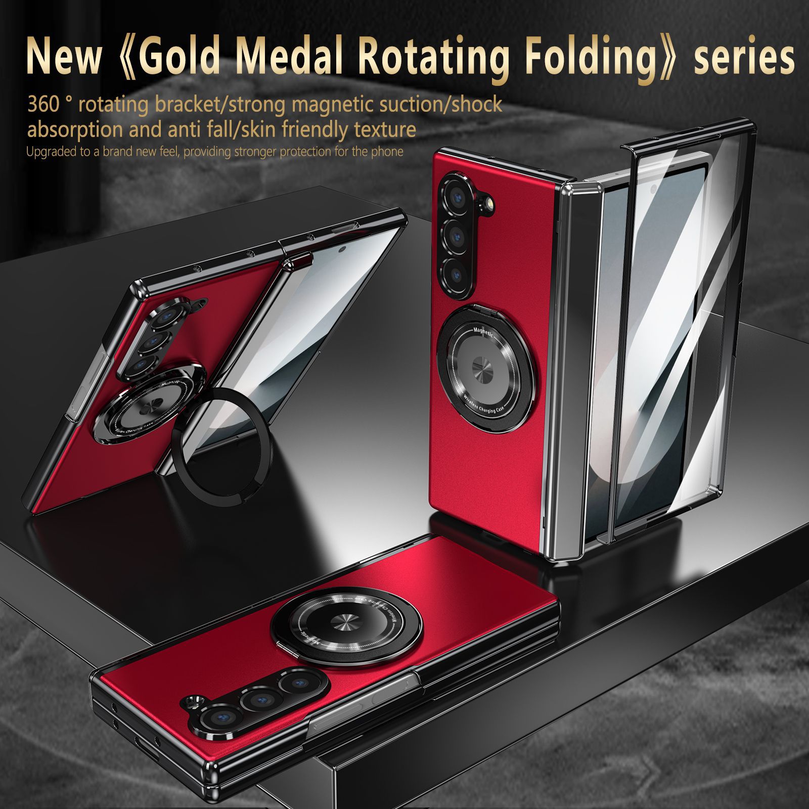Compatible with Samsung Z Fold 8/7 phone case, 6/5 magnetic rotating stand, 4/3 full-coverage drop-proof protective case.