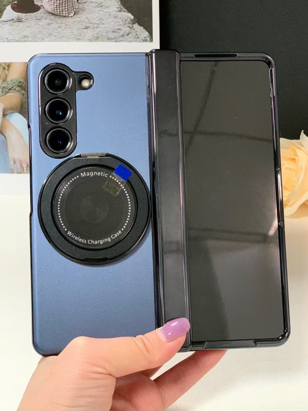 Compatible with Samsung Z Fold 8/7 phone case, 6/5 magnetic rotating stand, 4/3 full-coverage drop-proof protective case.