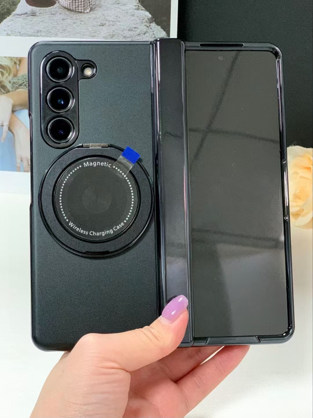 Compatible with Samsung Z Fold 8/7 phone case, 6/5 magnetic rotating stand, 4/3 full-coverage drop-proof protective case.
