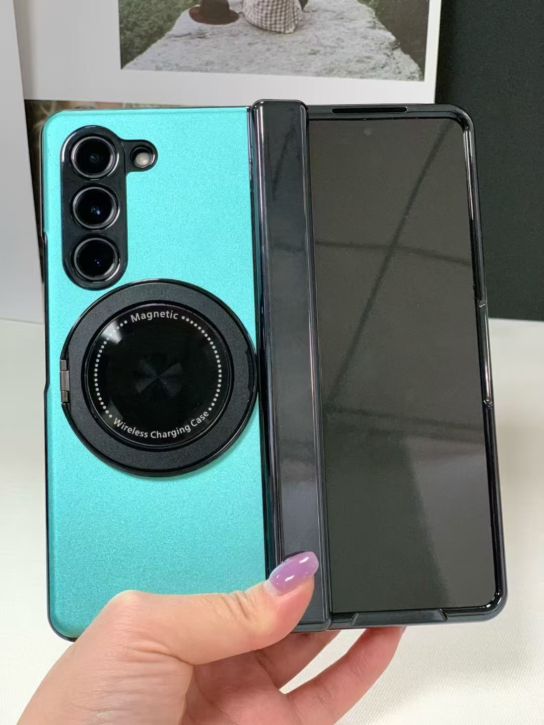 Compatible with Samsung Z Fold 8/7 phone case, 6/5 magnetic rotating stand, 4/3 full-coverage drop-proof protective case.