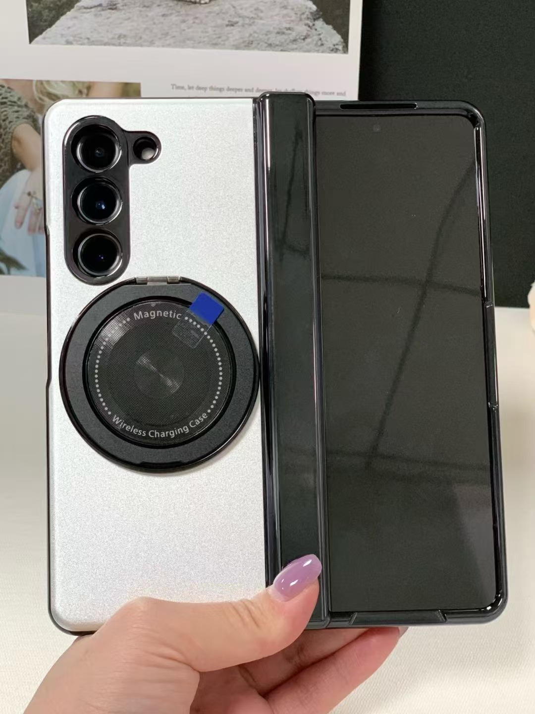 Compatible with Samsung Z Fold 8/7 phone case, 6/5 magnetic rotating stand, 4/3 full-coverage drop-proof protective case.