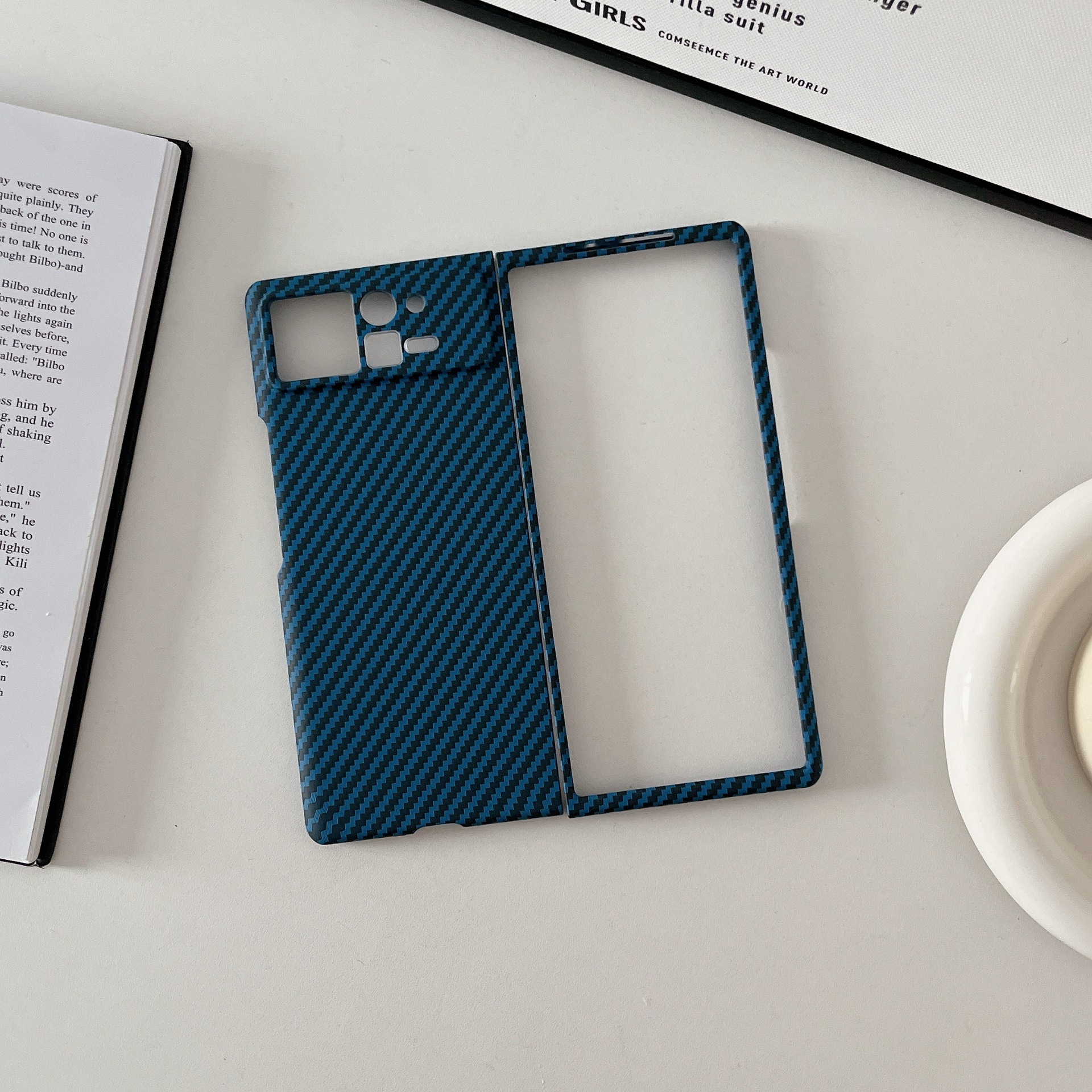 Compatible with Xiaomi Mi X Fold4/3/2 phone case, carbon fiber textured magnetic ring, two-tone ultra-thin shockproof protective case