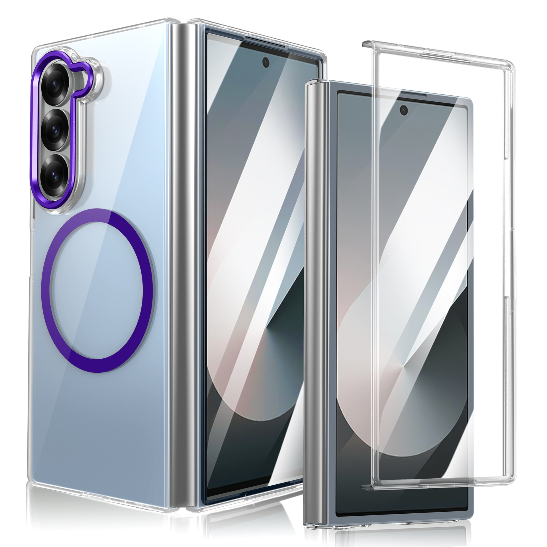 Compatible with Samsung Z Fold8 Ultra phone case 7/6 wireless charging magnetic high transparency case film 5/4 drop protection case