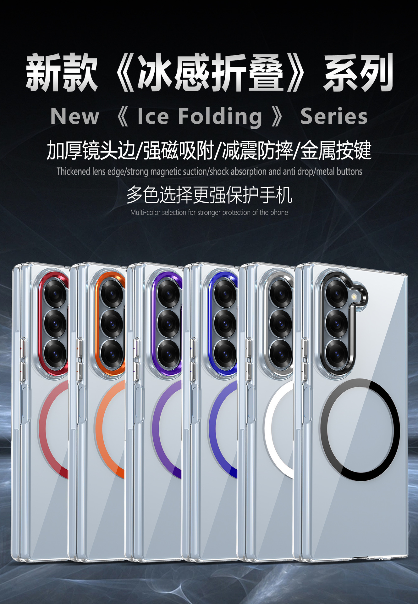 Compatible with Samsung Z Fold8 Ultra phone case 7/6 wireless charging magnetic high transparency case film 5/4 drop protection case
