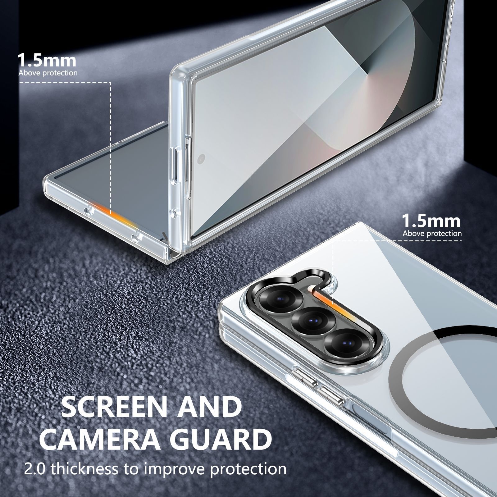 Compatible with Samsung Z Fold8 Ultra phone case 7/6 wireless charging magnetic high transparency case film 5/4 drop protection case