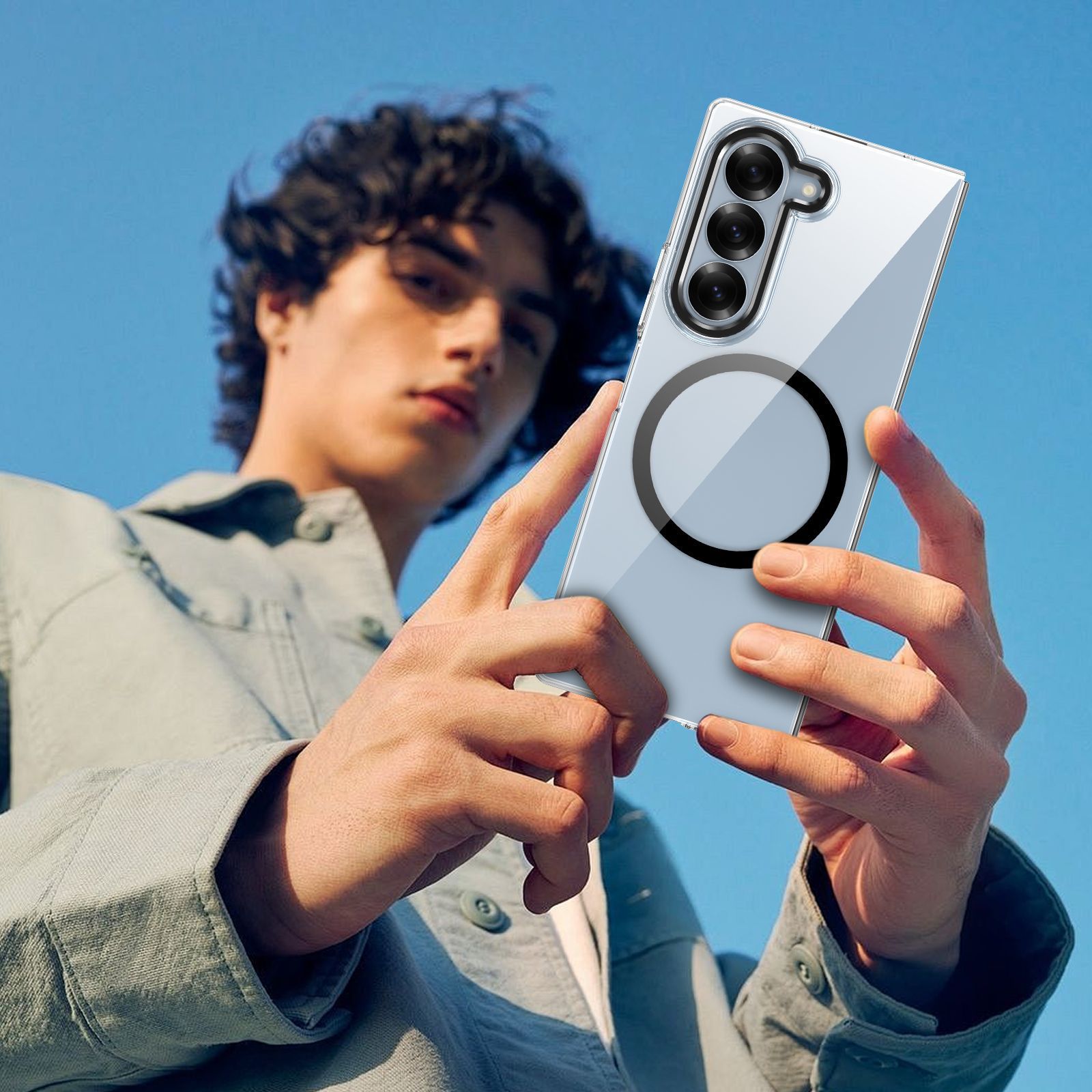 Compatible with Samsung Z Fold8 Ultra phone case 7/6 wireless charging magnetic high transparency case film 5/4 drop protection case