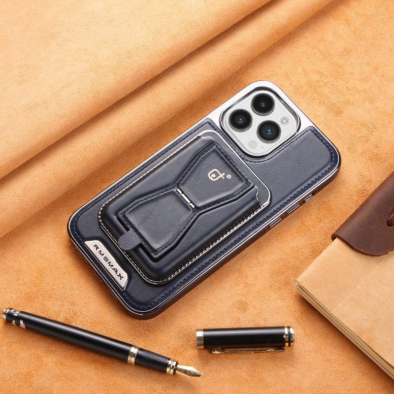 Compatible with Apple 17 Pro Max phone case, 16 Plus inner magnetic card holder, 15 Pro exposed brand business leather case