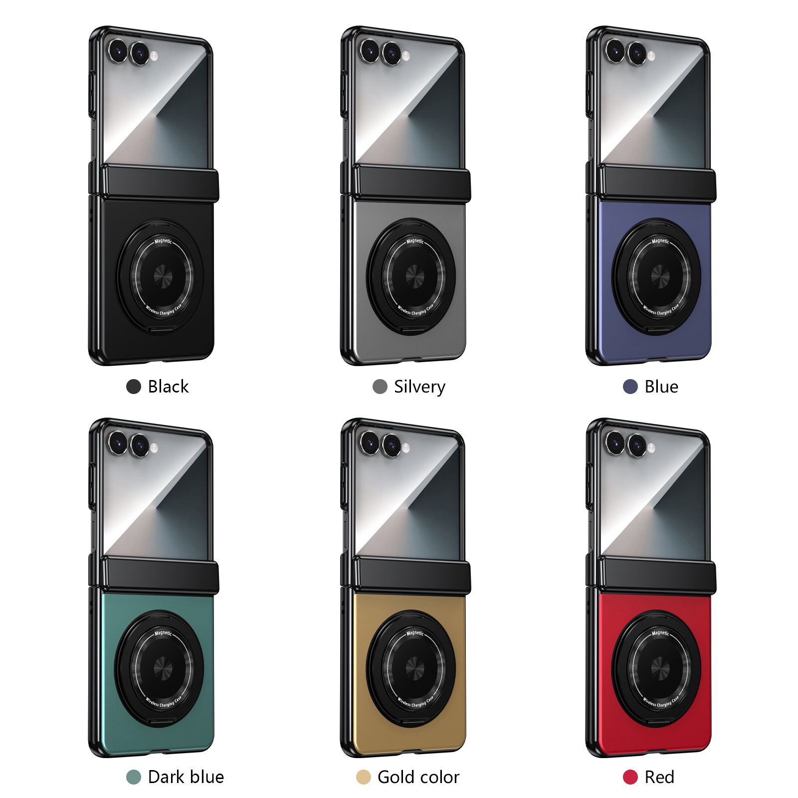 Compatible with Samsung Z Flip 8/7 phone case, 6/5 wireless charging, magnetic traction, rotating stand, 4/3 full-coverage protection.