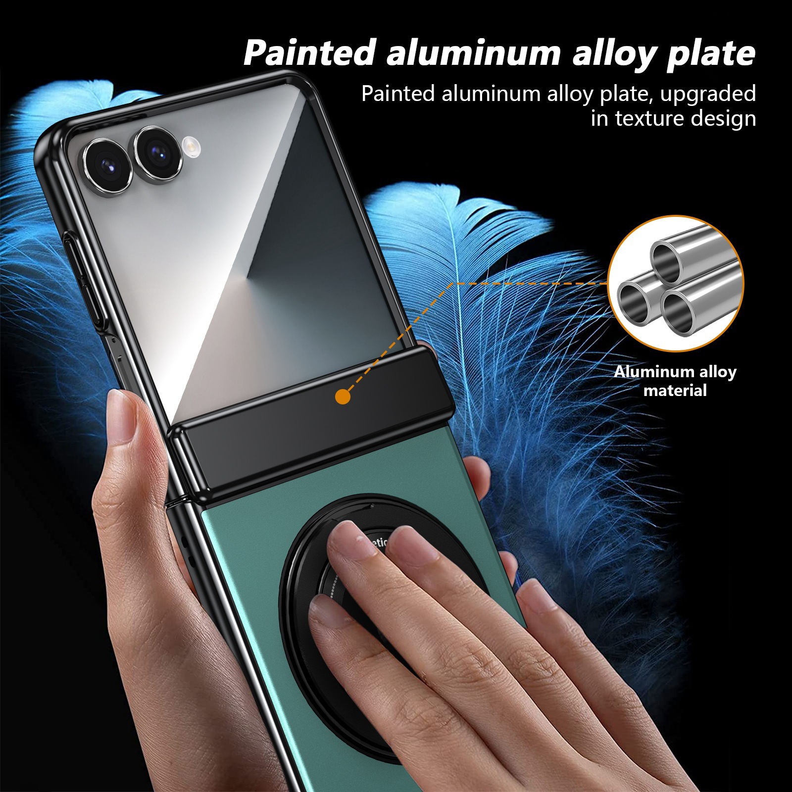 Compatible with Samsung Z Flip 8/7 phone case, 6/5 wireless charging, magnetic traction, rotating stand, 4/3 full-coverage protection.