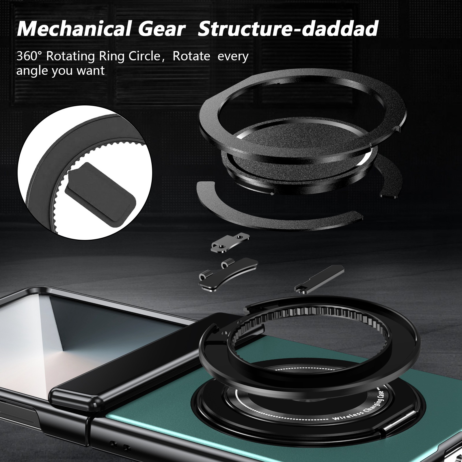 Compatible with Samsung Z Flip 8/7 phone case, 6/5 wireless charging, magnetic traction, rotating stand, 4/3 full-coverage protection.