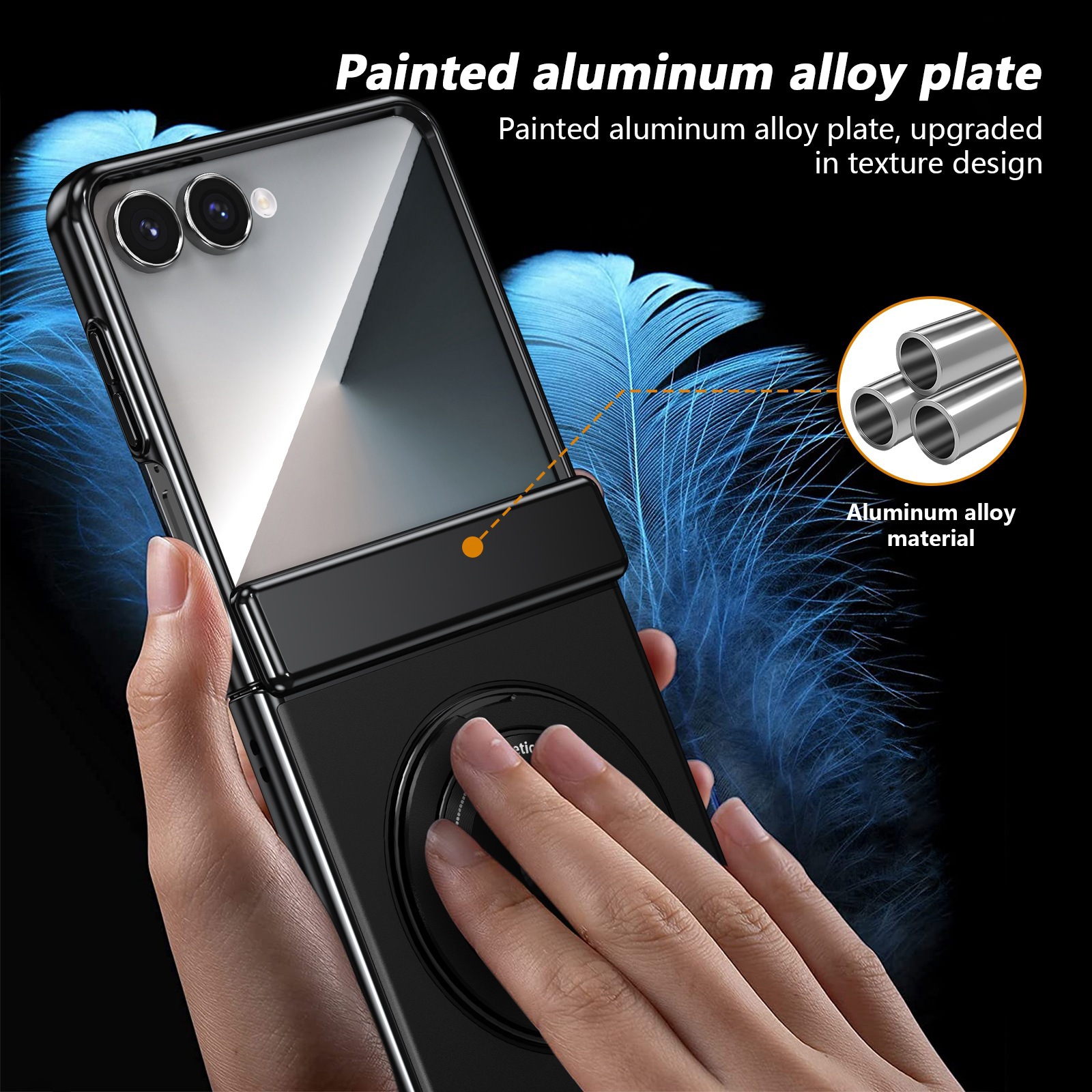 Compatible with Samsung Z Flip 8/7 phone case, 6/5 wireless charging, magnetic traction, rotating stand, 4/3 full-coverage protection.