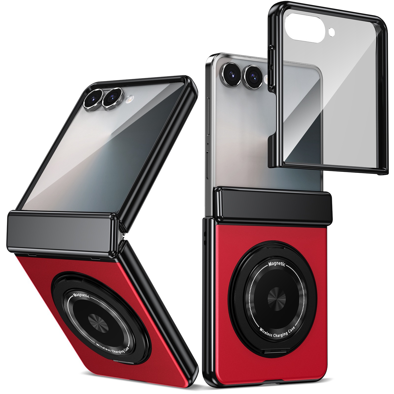Compatible with Samsung Z Flip 8/7 phone case, 6/5 wireless charging, magnetic traction, rotating stand, 4/3 full-coverage protection.