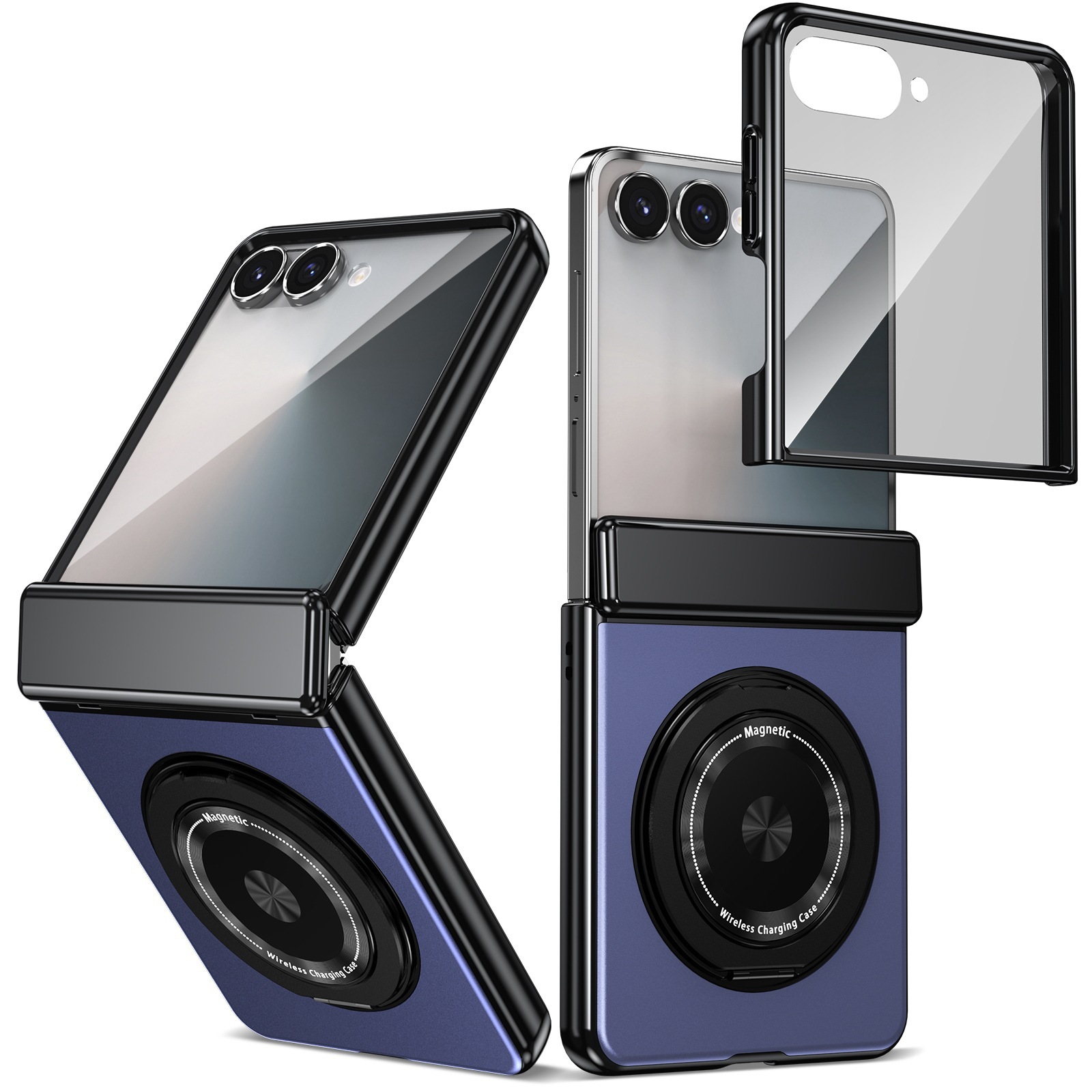 Compatible with Samsung Z Flip 8/7 phone case, 6/5 wireless charging, magnetic traction, rotating stand, 4/3 full-coverage protection.