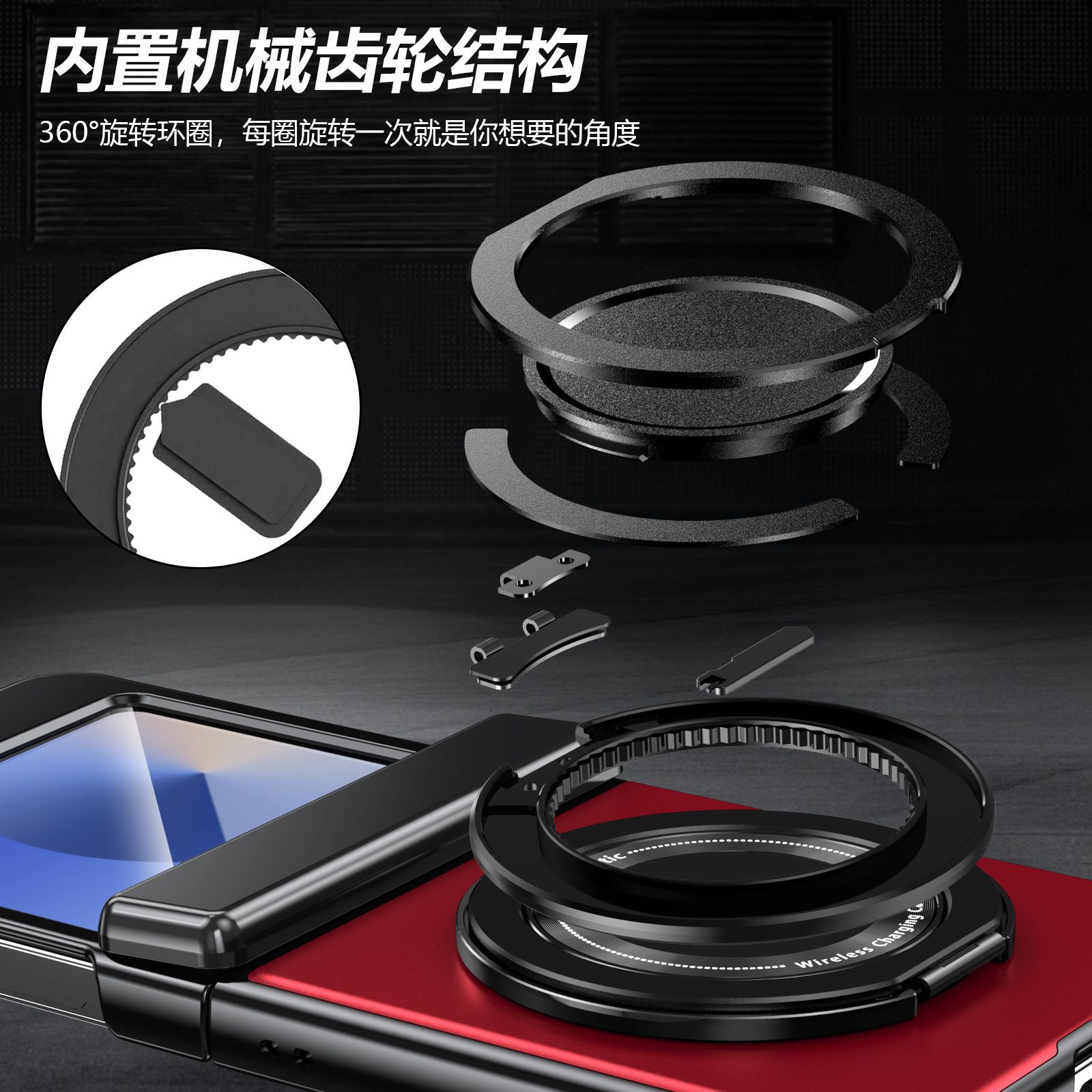 Compatible with Samsung Z Flip 8/7 phone case, 6/5 wireless charging, magnetic traction, rotating stand, 4/3 full-coverage protection.