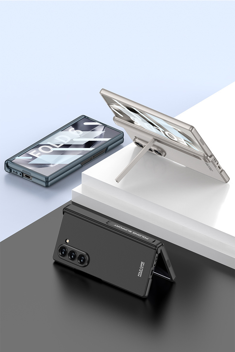 Compatible with Samsung Z Fold6 phone case, magnetic hinge, side stand, full-coverage drop-proof protective case.