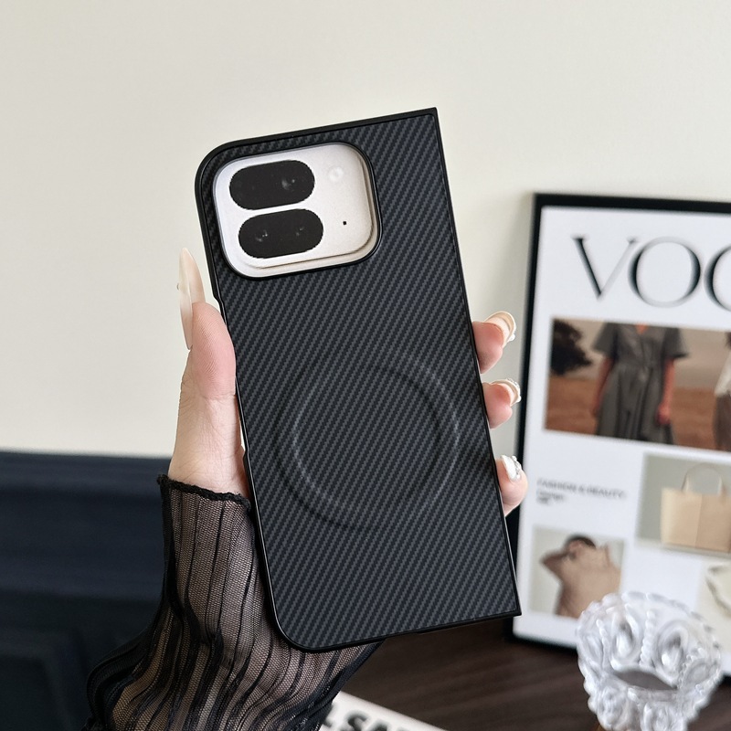 Compatible with Google Pixel 10 Pro Fold phone case, 9Fold carbon fiber textured foldable screen protective case with built-in ring.