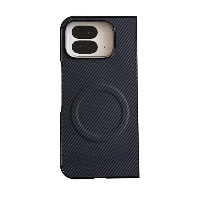 Compatible with Google Pixel 10 Pro Fold phone case, 9Fold carbon fiber textured foldable screen protective case with built-in ring.