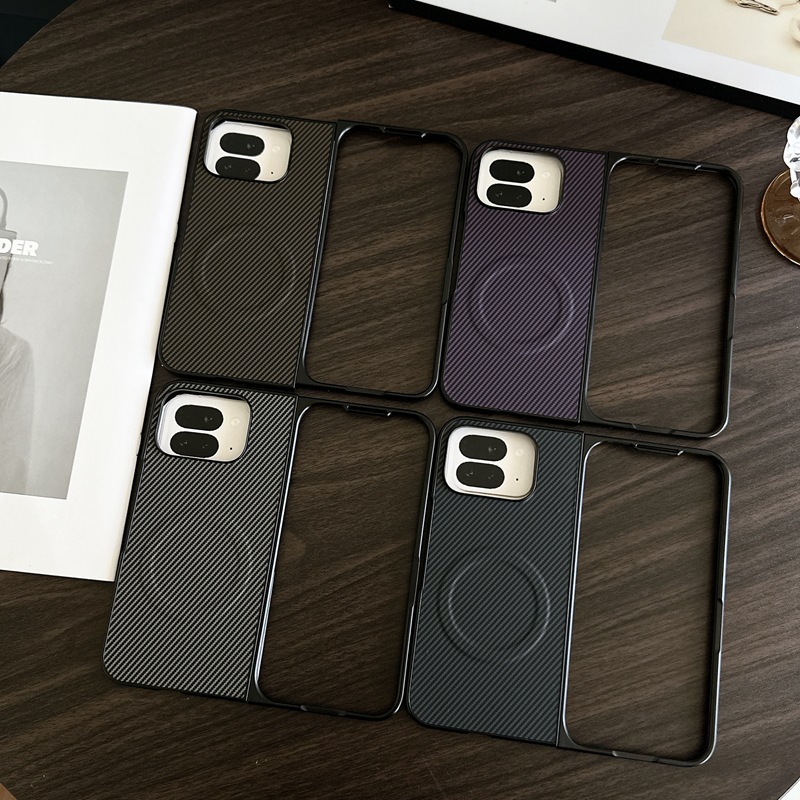 Compatible with Google Pixel 10 Pro Fold phone case, 9Fold carbon fiber textured foldable screen protective case with built-in ring.