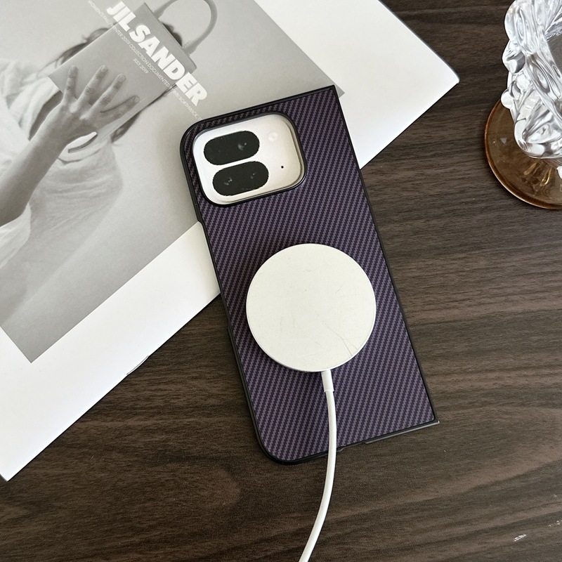 Compatible with Google Pixel 10 Pro Fold phone case, 9Fold carbon fiber textured foldable screen protective case with built-in ring.