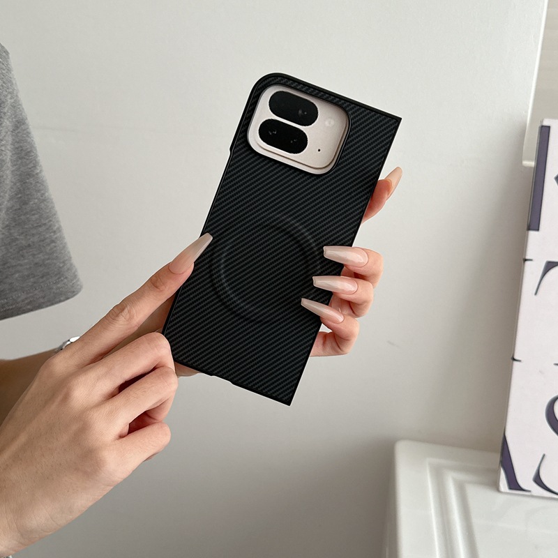 Compatible with Google Pixel 10 Pro Fold phone case, 9Fold carbon fiber textured foldable screen protective case with built-in ring.