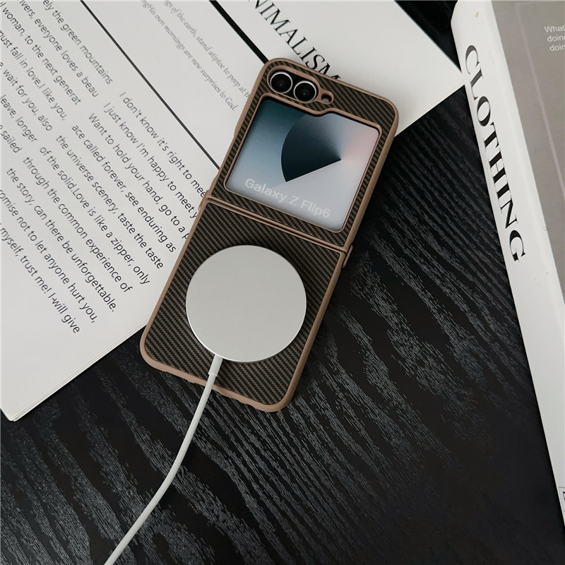 Compatible with Samsung Z Fold7/6/5 phone case, Flip7/6/5 with built-in magnetic ring, 4/3 carbon fiber textured protective case