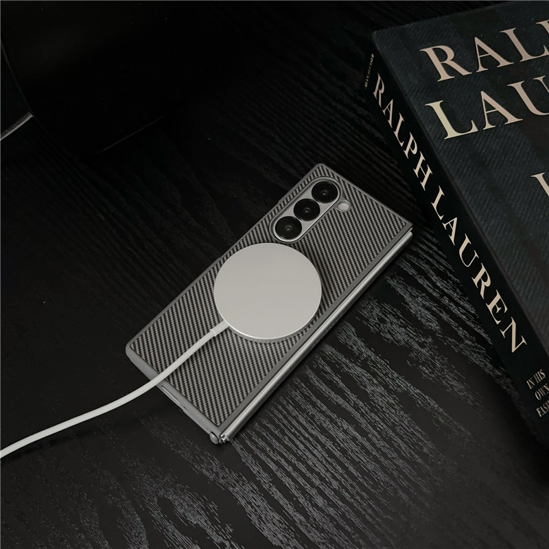 Compatible with Samsung Z Fold7/6/5 phone case, Flip7/6/5 with built-in magnetic ring, 4/3 carbon fiber textured protective case