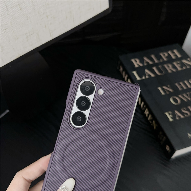 Compatible with Samsung Z Fold7/6/5 phone case, Flip7/6/5 with built-in magnetic ring, 4/3 carbon fiber textured protective case