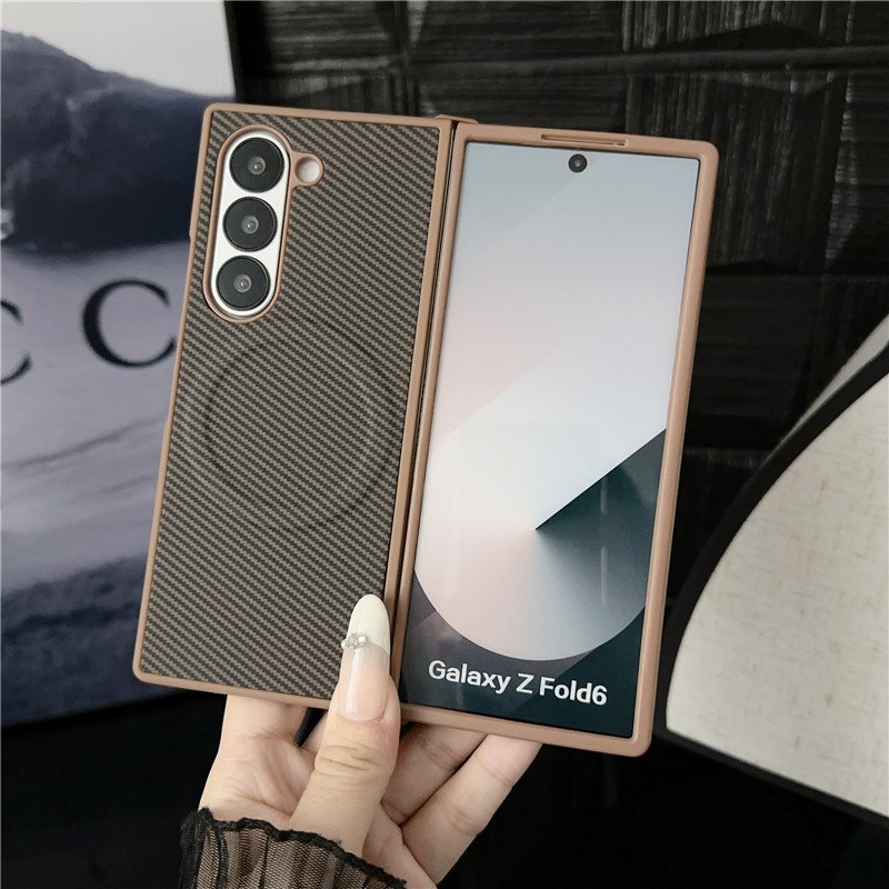 Compatible with Samsung Z Fold7/6/5 phone case, Flip7/6/5 with built-in magnetic ring, 4/3 carbon fiber textured protective case