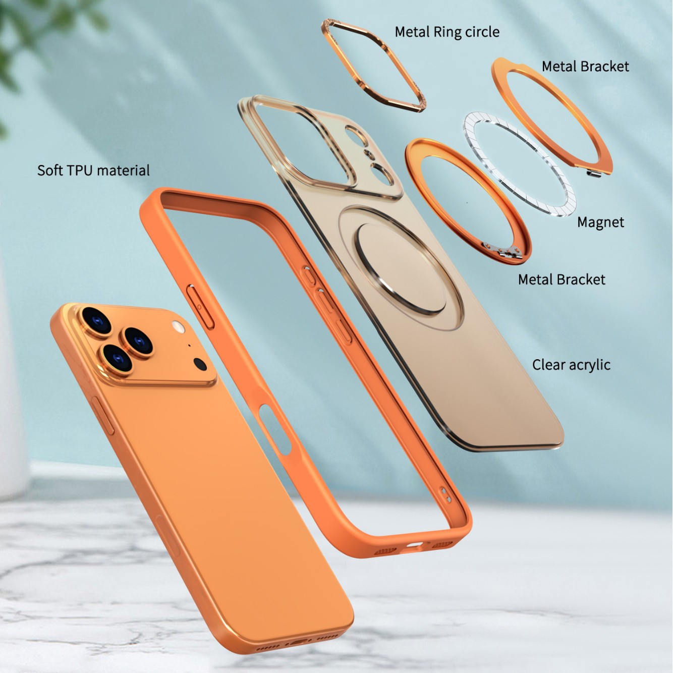 Compatible with Apple 17 Pro Max phone case 16/15 Plus magnetic 360° rotating stand 14 Pro protective case 13