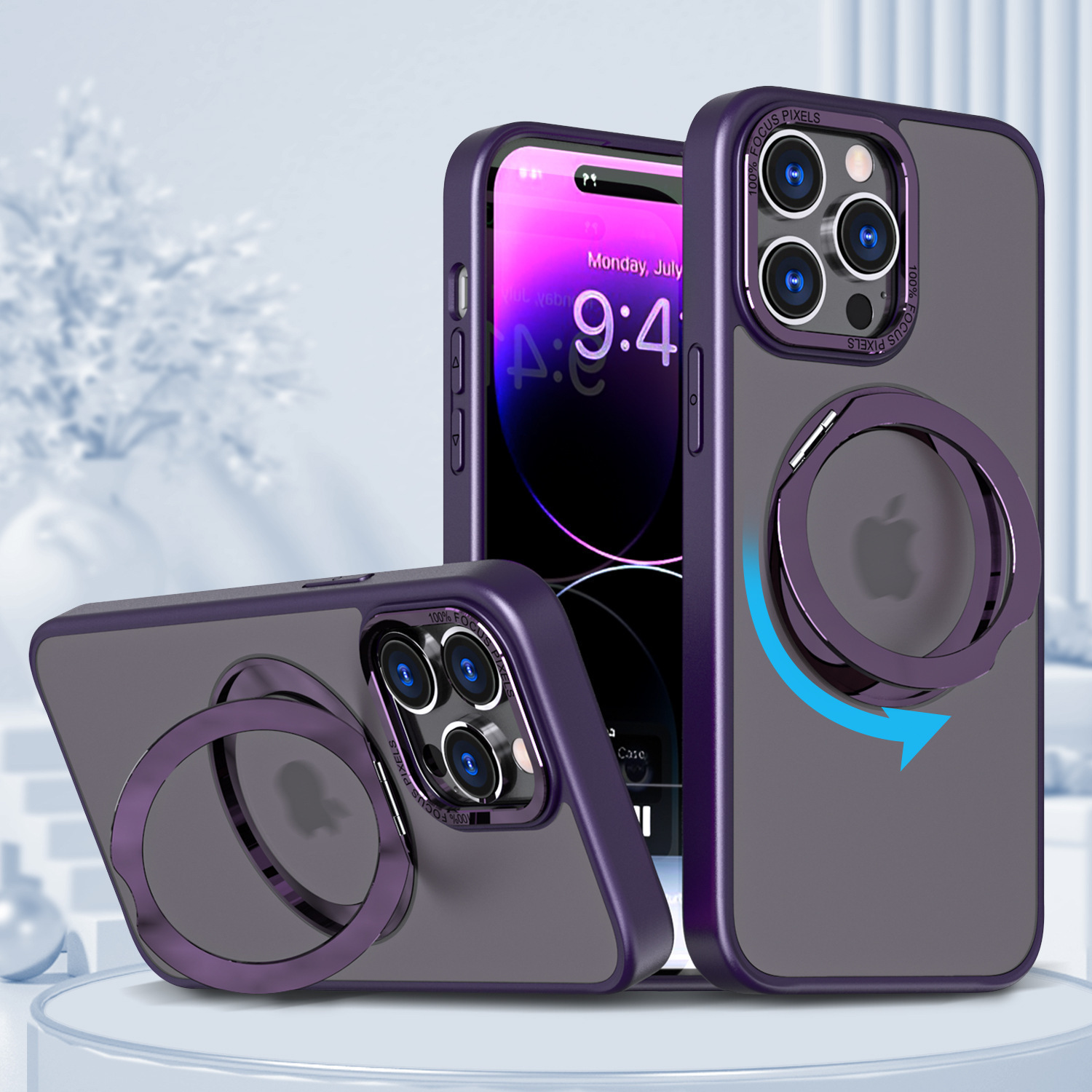 Compatible with Apple 17 Pro Max phone case 16/15 Plus magnetic 360° rotating stand 14 Pro protective case 13