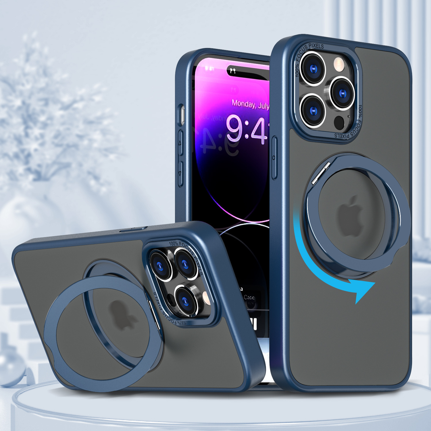 Compatible with Apple 17 Pro Max phone case 16/15 Plus magnetic 360° rotating stand 14 Pro protective case 13