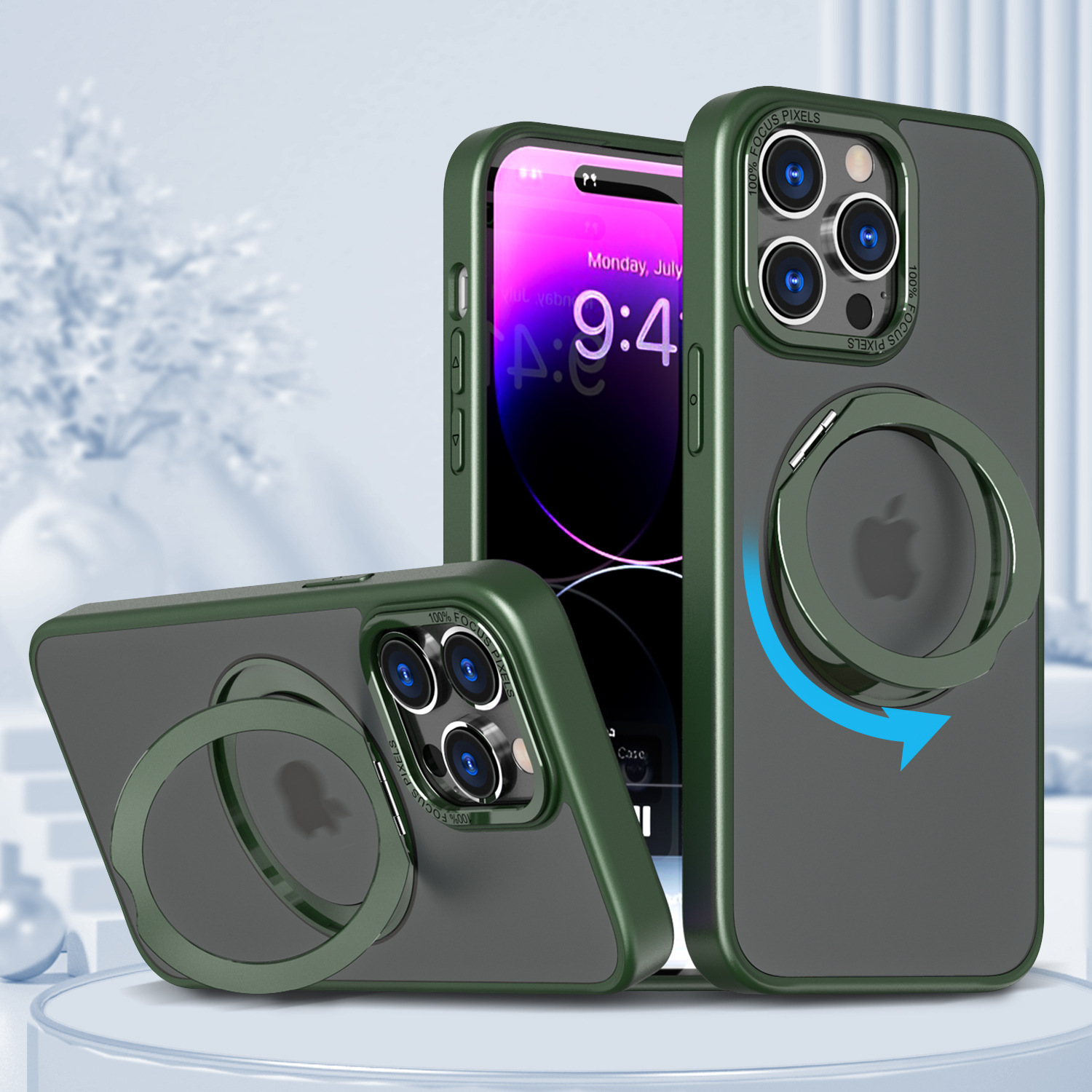 Compatible with Apple 17 Pro Max phone case 16/15 Plus magnetic 360° rotating stand 14 Pro protective case 13