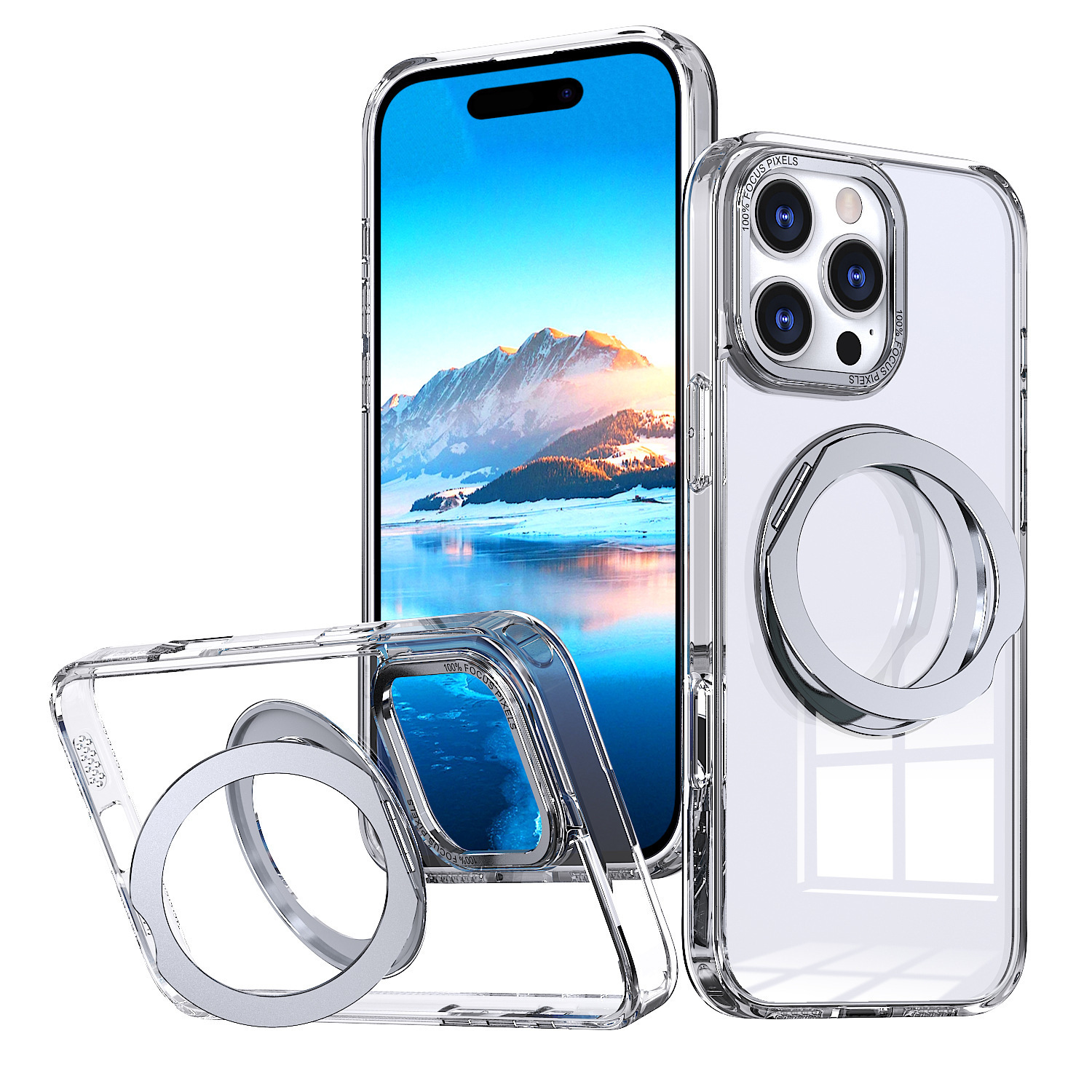 Compatible with Apple 17 Pro Max phone case 16/15 Plus magnetic 360° rotating stand 14 Pro protective case 13