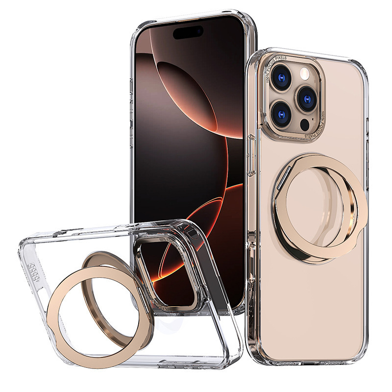 Compatible with Apple 17 Pro Max phone case 16/15 Plus magnetic 360° rotating stand 14 Pro protective case 13