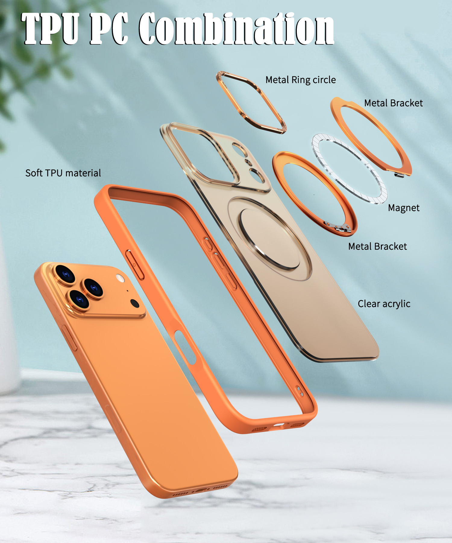 Compatible with Apple 17 Pro Max phone case 16/15 Plus magnetic 360° rotating stand 14 Pro protective case 13