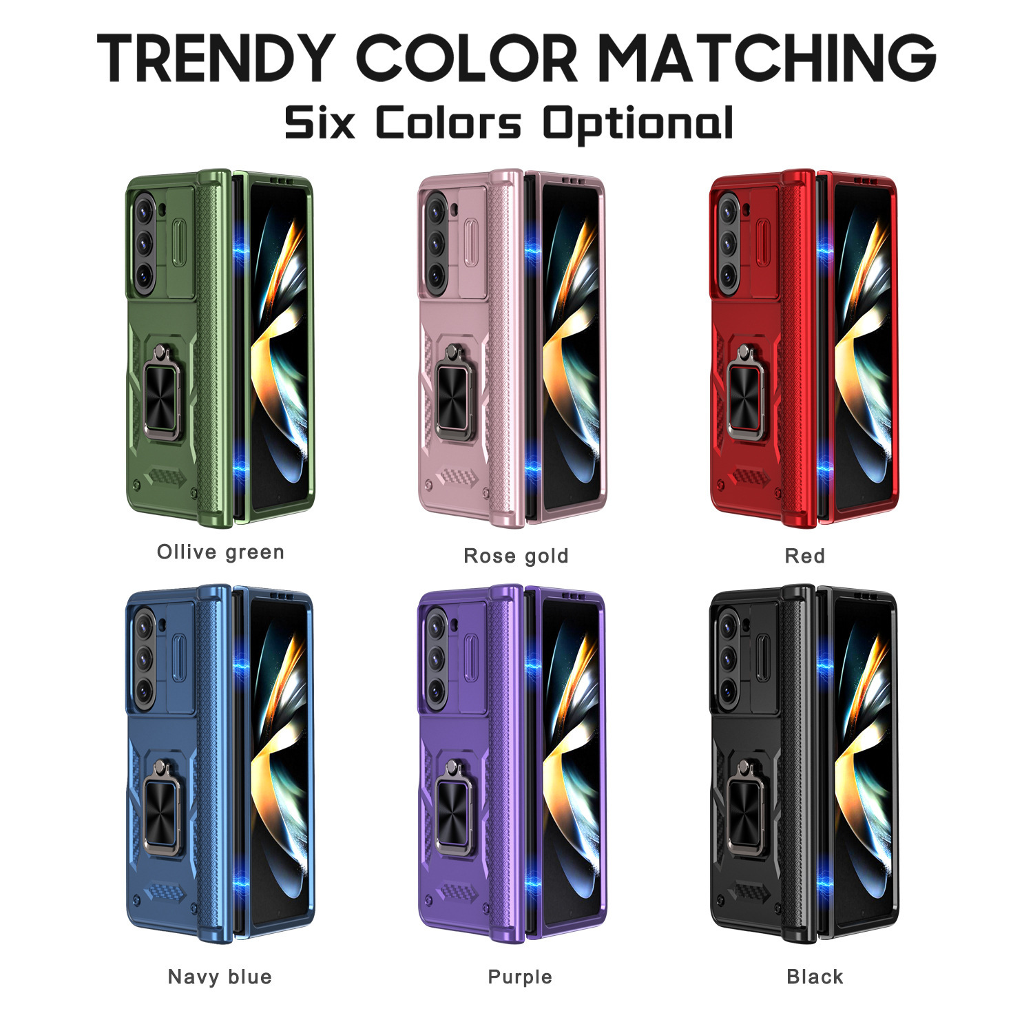 Compatible with Samsung Z Fold8 Ultra phone case 7/6/5 ring 360 bracket hinge sliding lens protective case