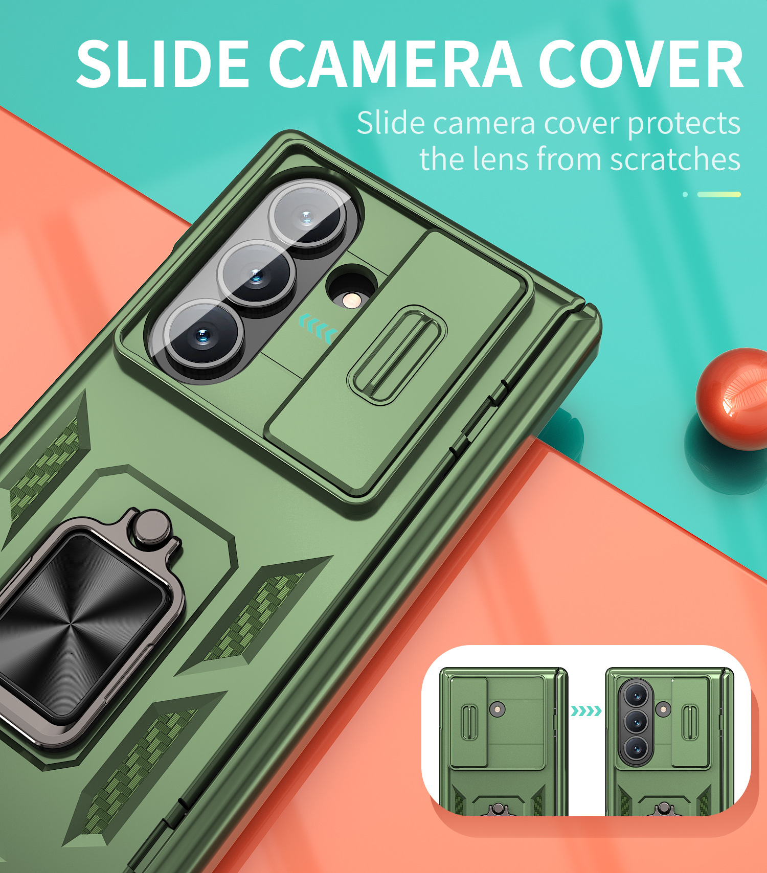 Compatible with Samsung Z Fold8 Ultra phone case 7/6/5 ring 360 bracket hinge sliding lens protective case