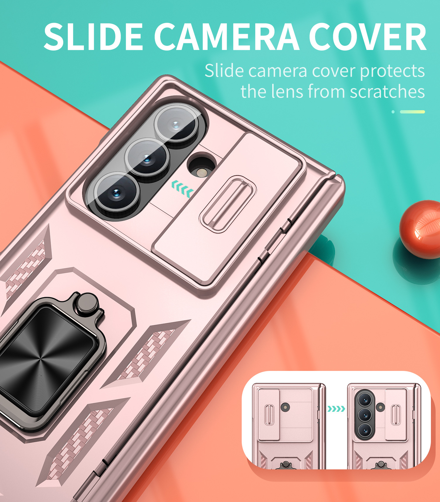 Compatible with Samsung Z Fold8 Ultra phone case 7/6/5 ring 360 bracket hinge sliding lens protective case