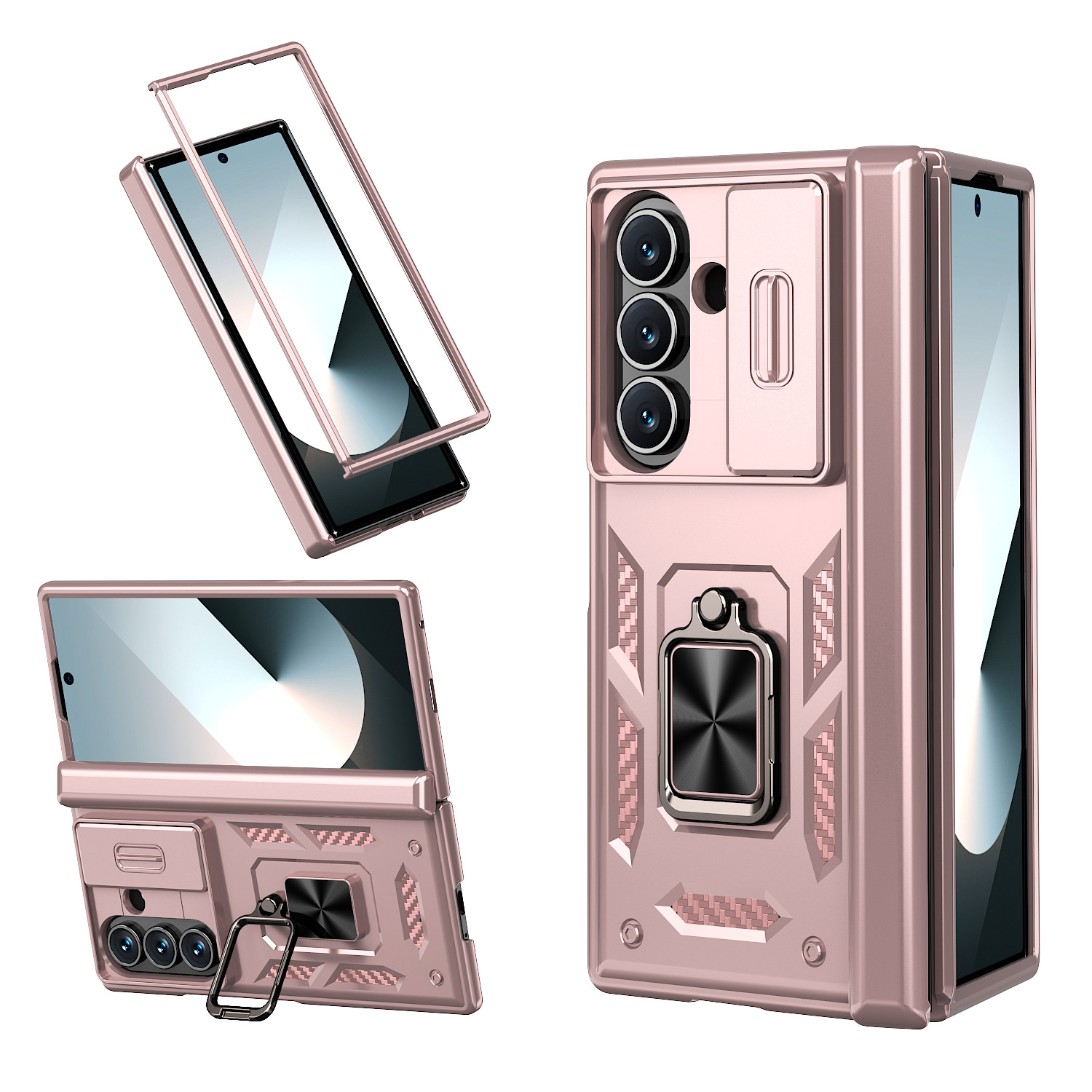Compatible with Samsung Z Fold8 Ultra phone case 7/6/5 ring 360 bracket hinge sliding lens protective case