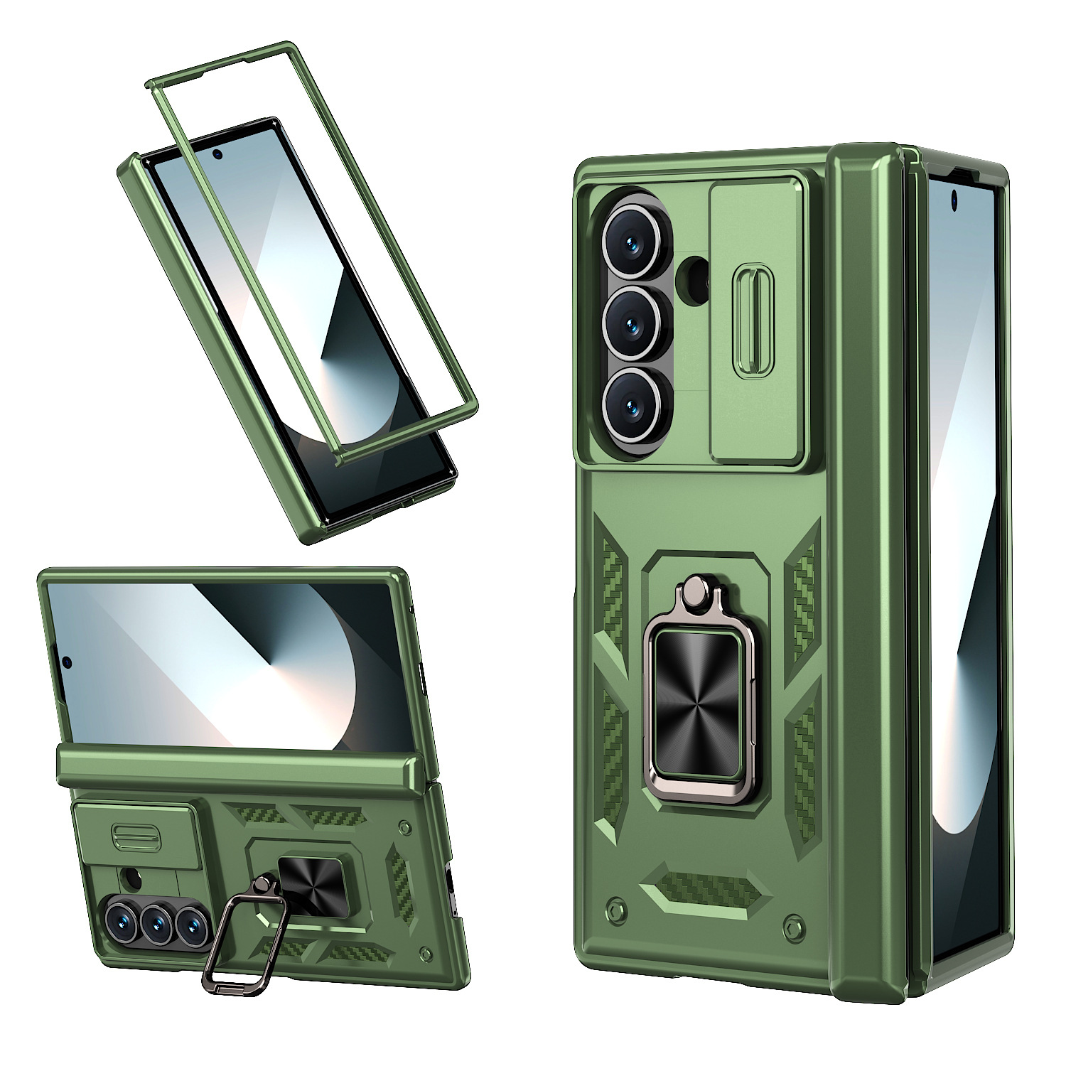 Compatible with Samsung Z Fold8 Ultra phone case 7/6/5 ring 360 bracket hinge sliding lens protective case