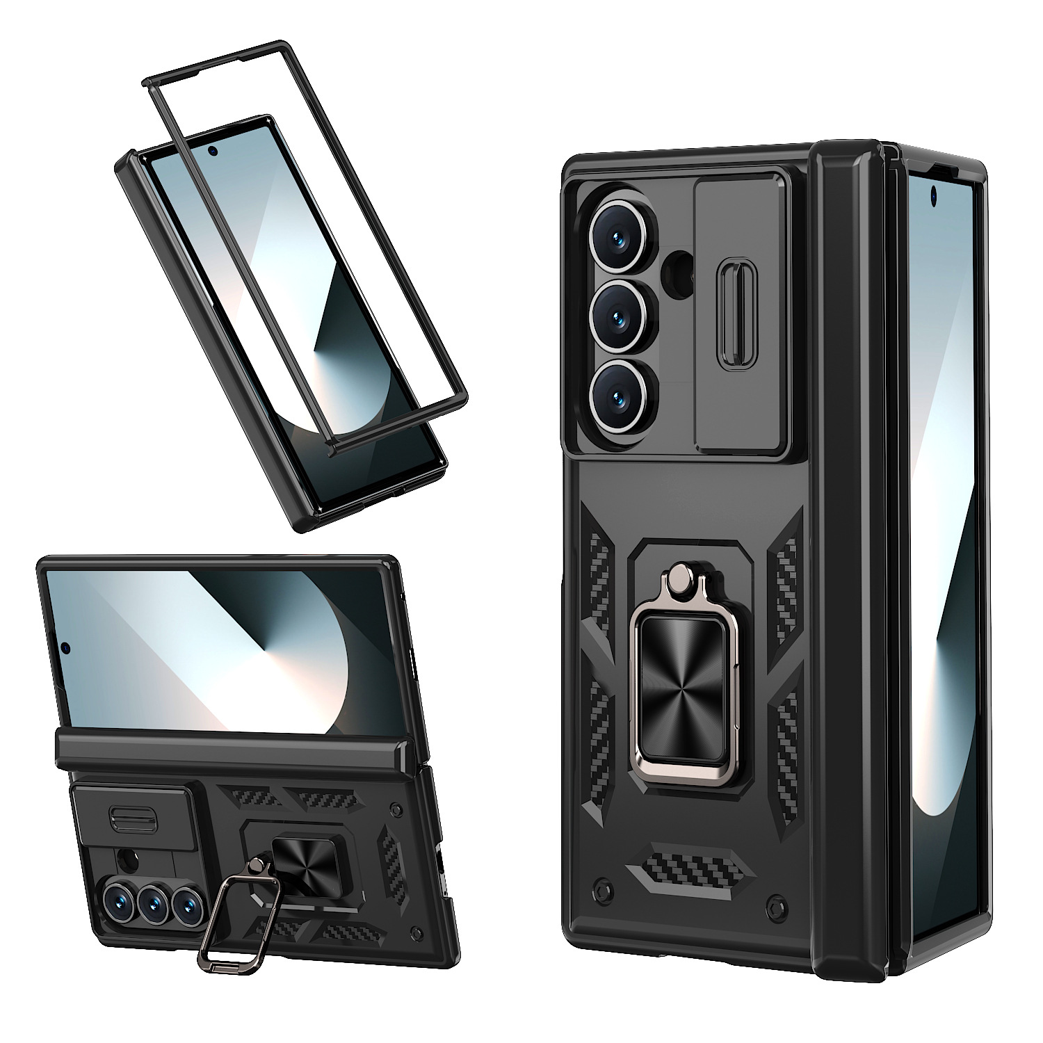Compatible with Samsung Z Fold8 Ultra phone case 7/6/5 ring 360 bracket hinge sliding lens protective case