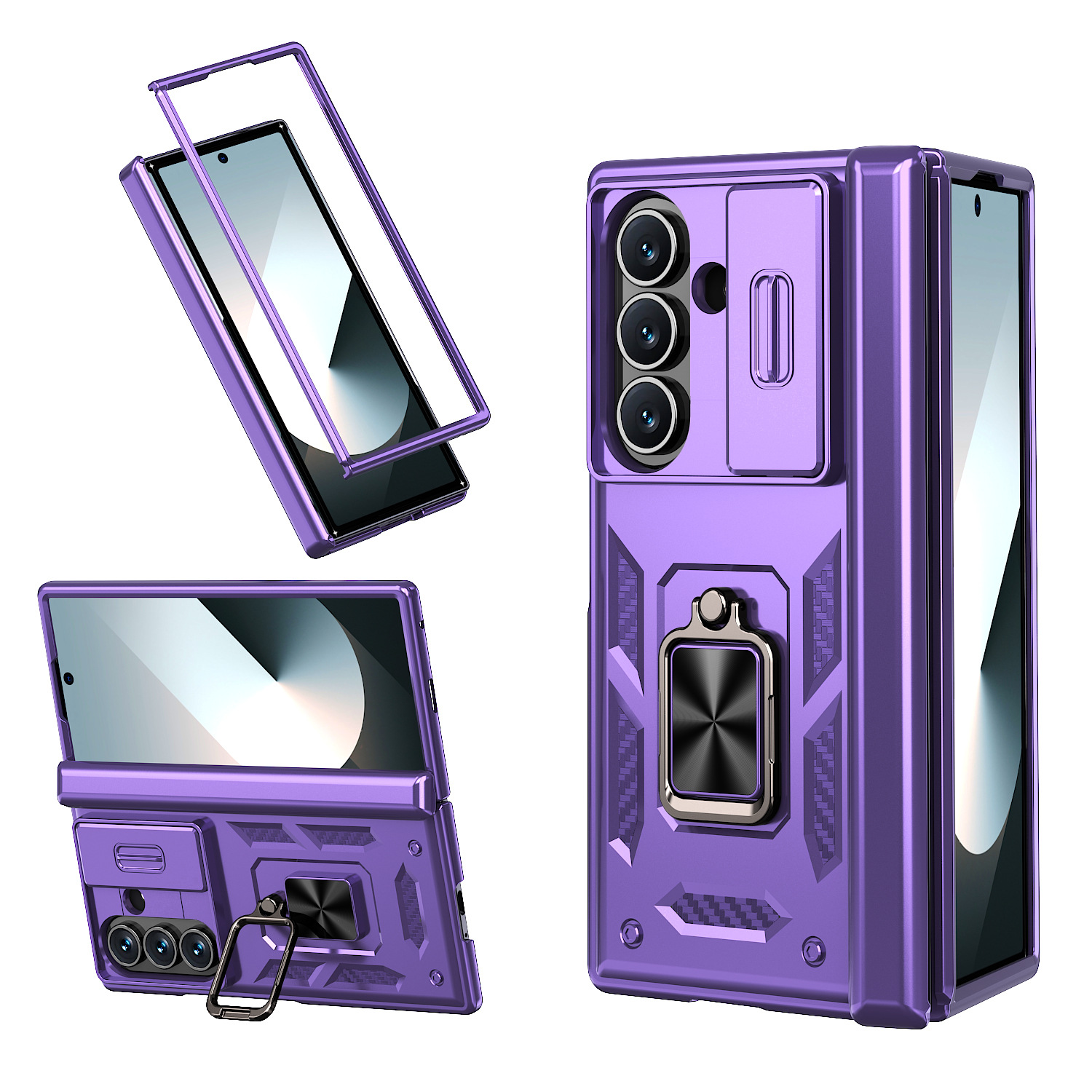 Compatible with Samsung Z Fold8 Ultra phone case 7/6/5 ring 360 bracket hinge sliding lens protective case