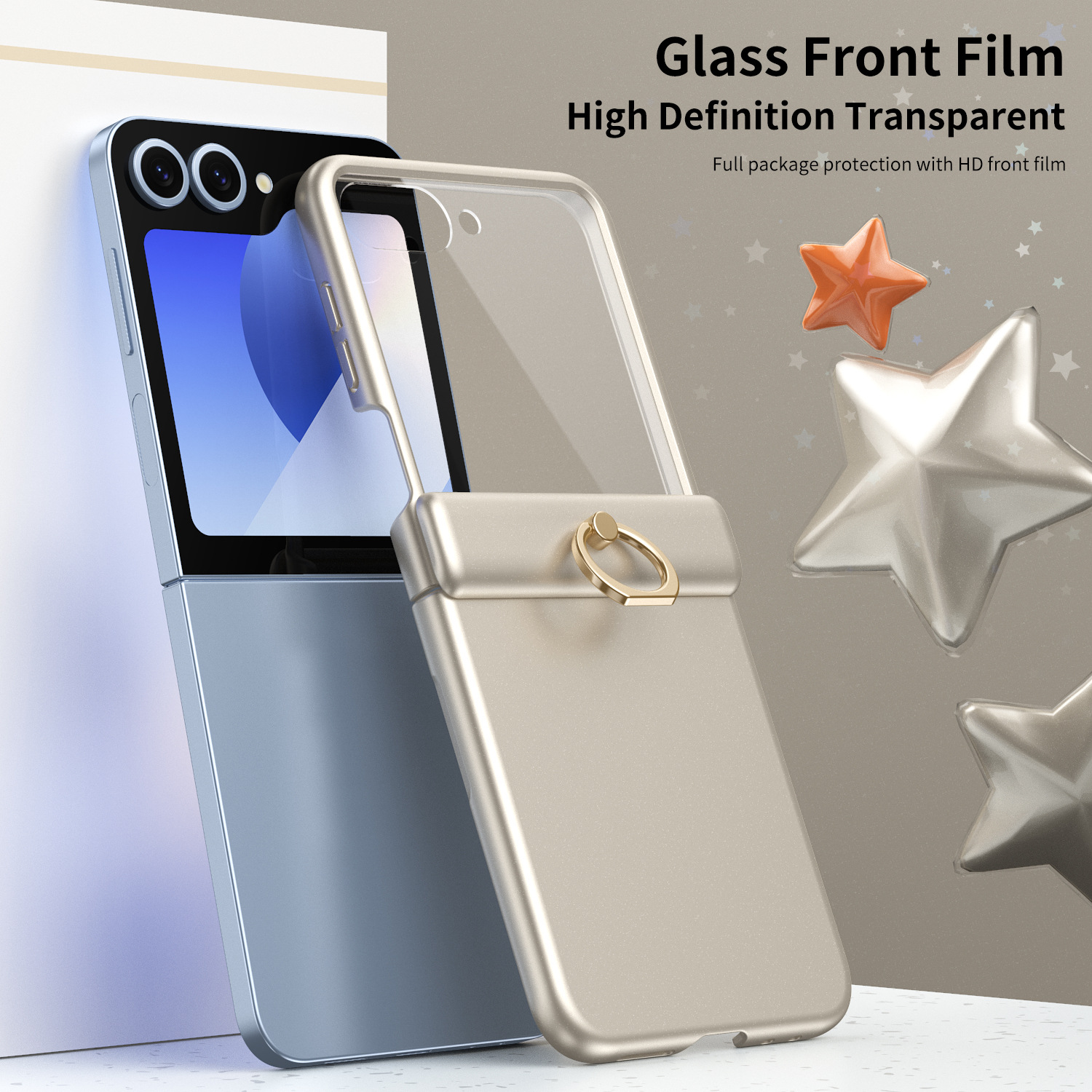 Compatible with Samsung Z Flip 8/7 phone case, 6/5 hinge, ring holder, full coverage, 4/3 drop protection case