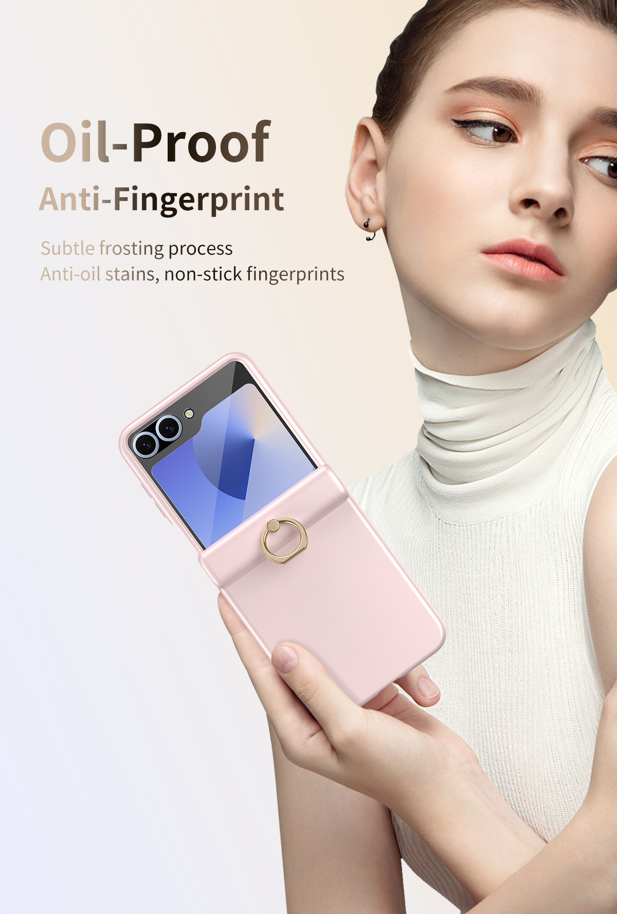 Compatible with Samsung Z Flip 8/7 phone case, 6/5 hinge, ring holder, full coverage, 4/3 drop protection case