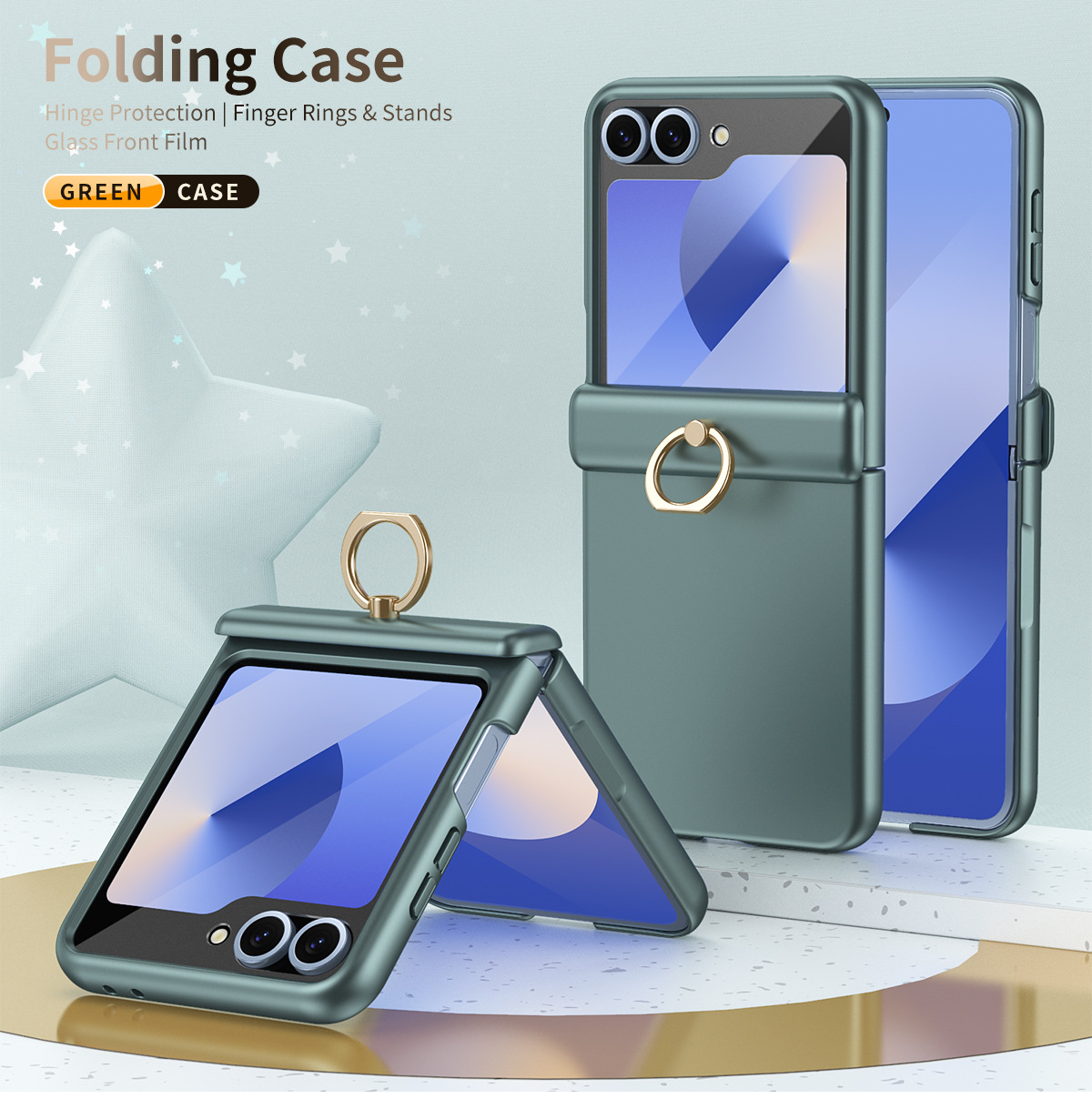 Compatible with Samsung Z Flip 8/7 phone case, 6/5 hinge, ring holder, full coverage, 4/3 drop protection case