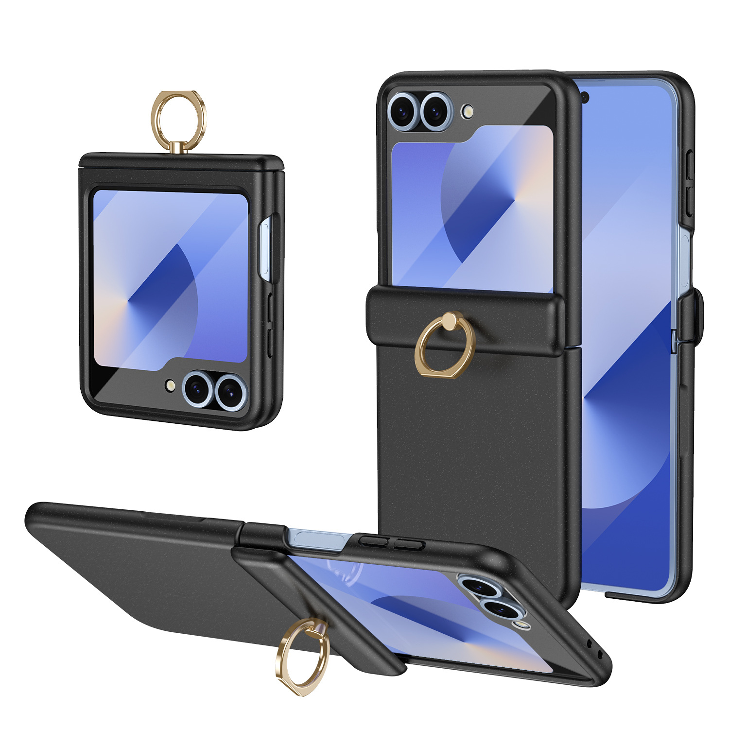 Compatible with Samsung Z Flip 8/7 phone case, 6/5 hinge, ring holder, full coverage, 4/3 drop protection case