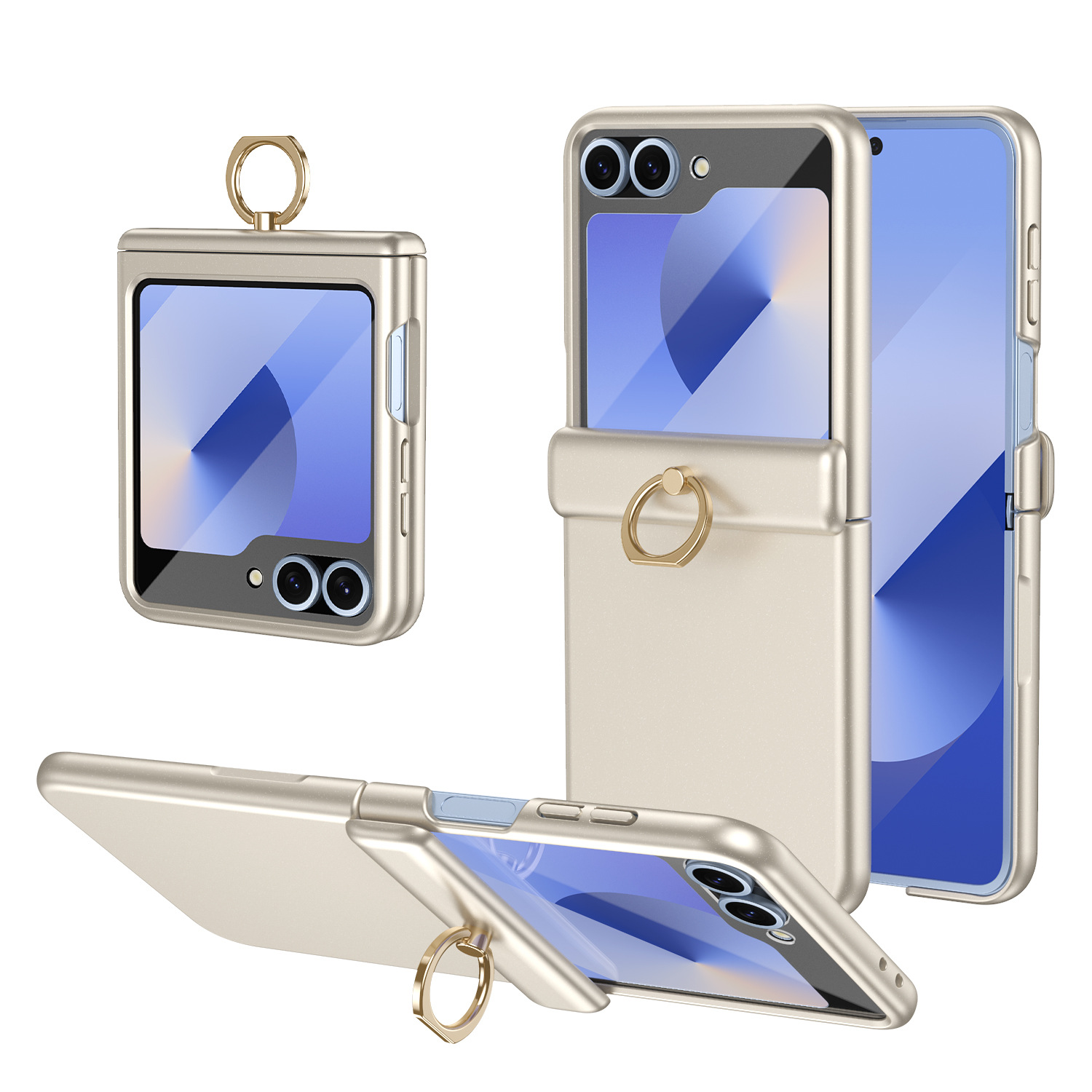 Compatible with Samsung Z Flip 8/7 phone case, 6/5 hinge, ring holder, full coverage, 4/3 drop protection case