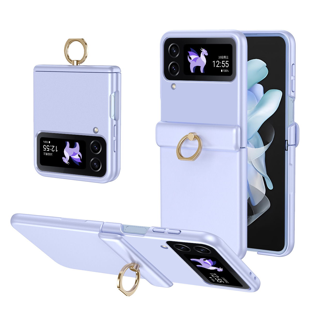 Compatible with Samsung Z Flip 8/7 phone case, 6/5 hinge, ring holder, full coverage, 4/3 drop protection case